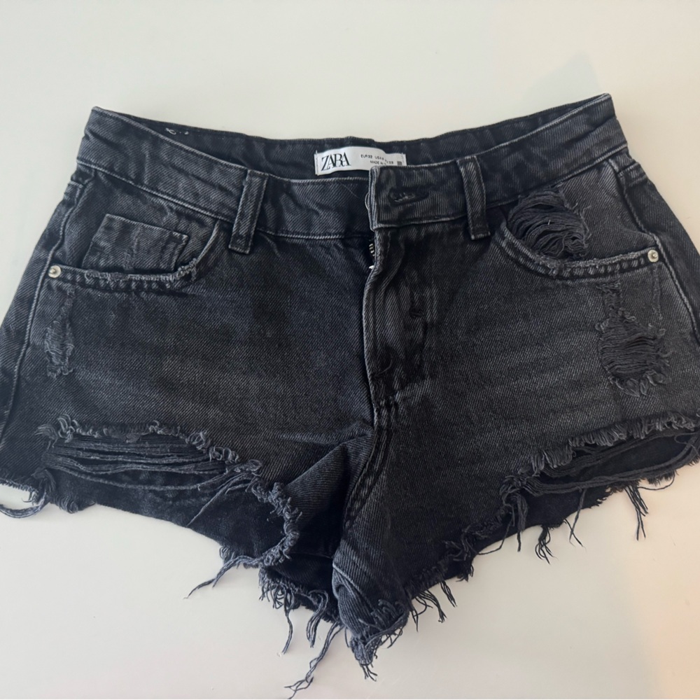 Zara Charcoal Denim Shorts